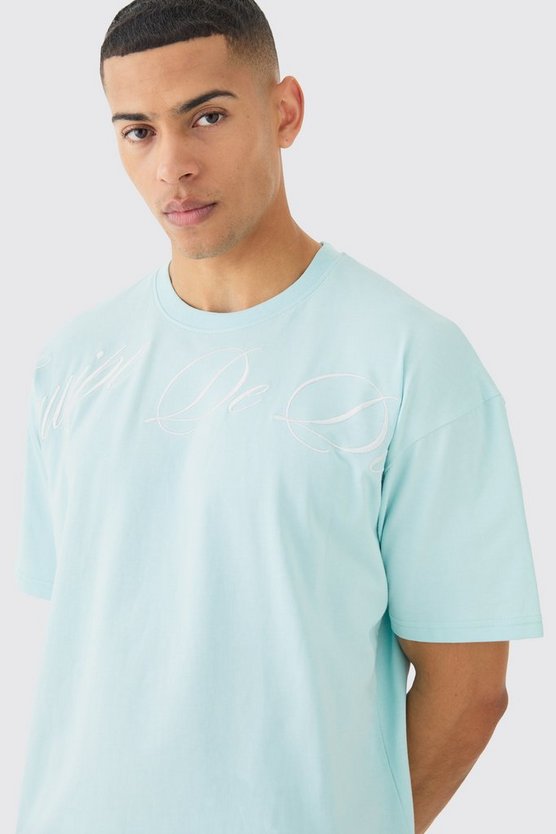 Kastiges Oversize T-Shirt mit Stickerei