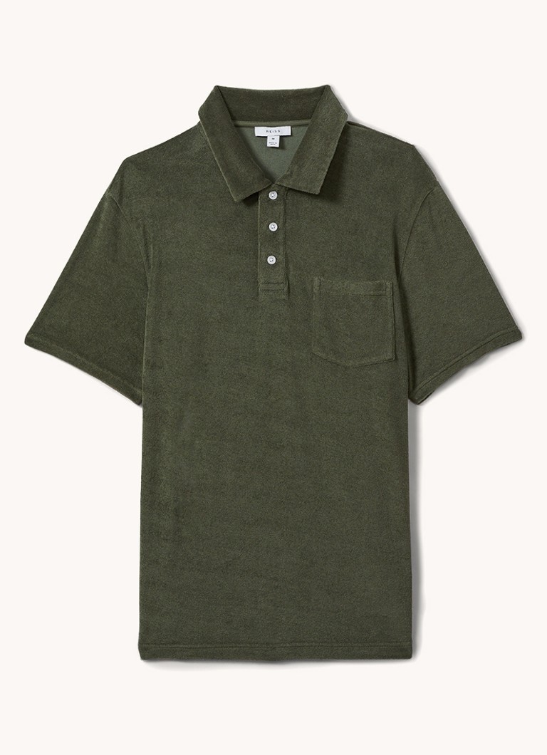 Camisa polo Reiss Rainer de corte regular em tecido atoalhado com bolso no peito.