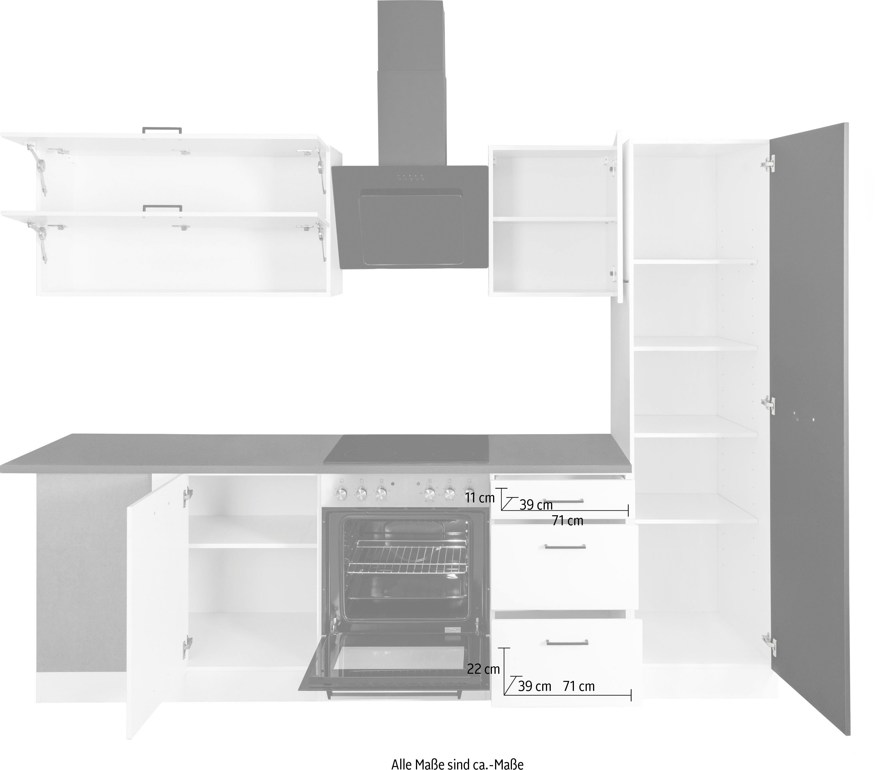 HELD MÖBEL Winkelküche Trier, ohne E-Geräte, Stellbreite 220/270 cm