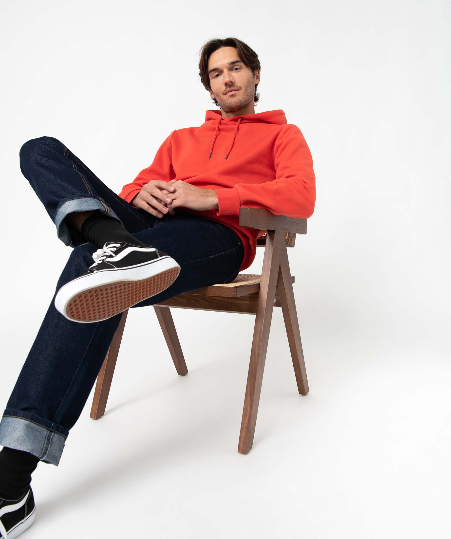 Sweat homme à capuche intérieur molletonné orange | GEMO
