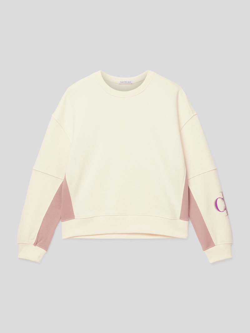Sweatshirt mit Label-Print in ecru