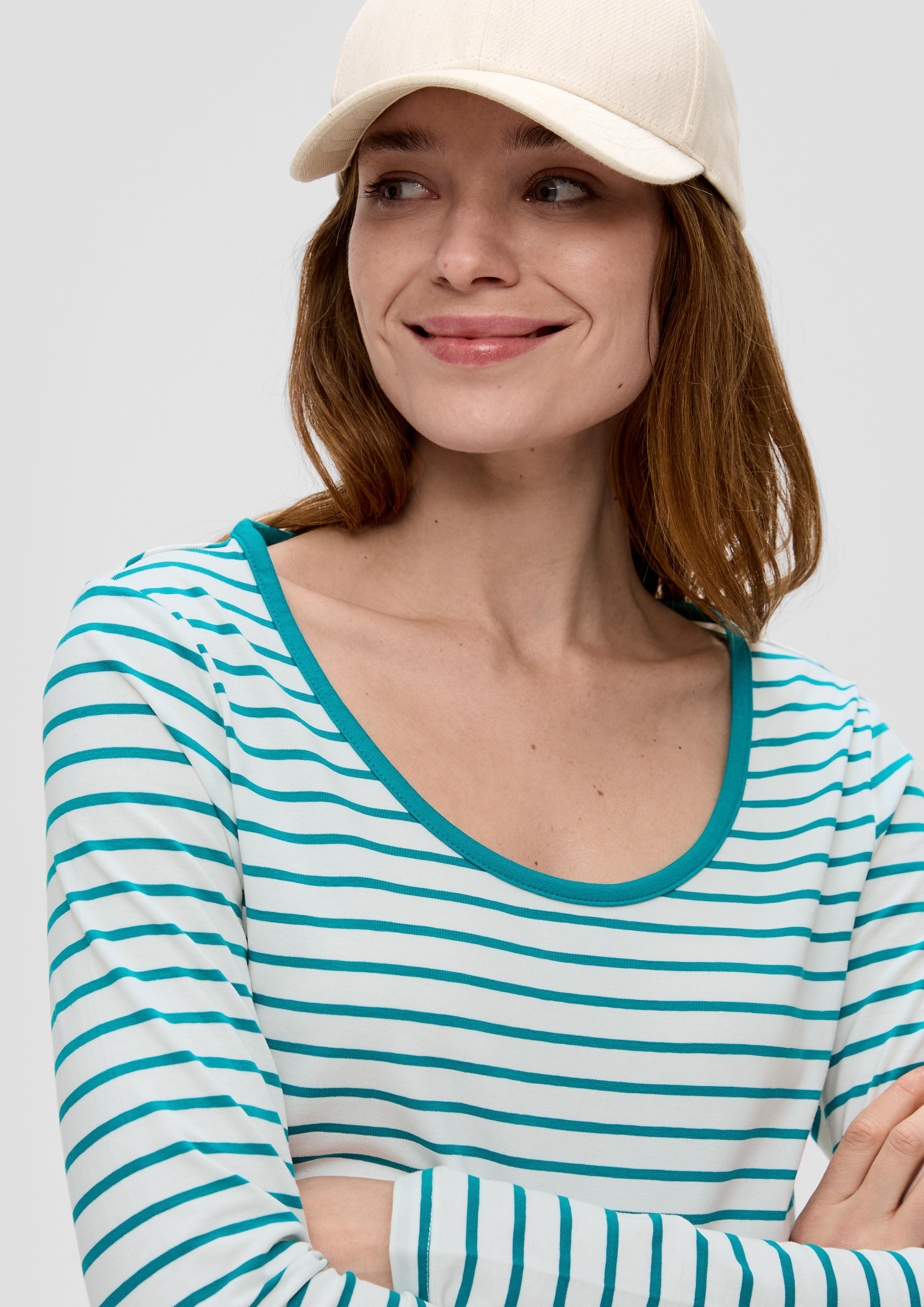 Langarmshirt mit tiefem Rundhalsausschnitt  2141909-66G2