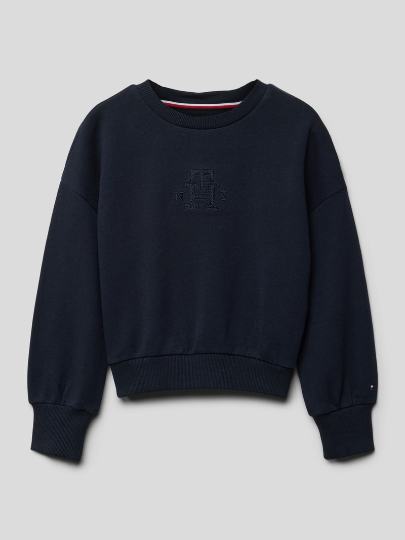 Sweatshirt mit Label-Details Modell 'MONOGRAM' in marineblau