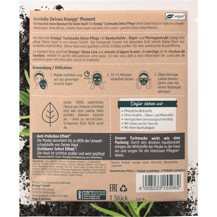 Tuchmaske Detox Pflege