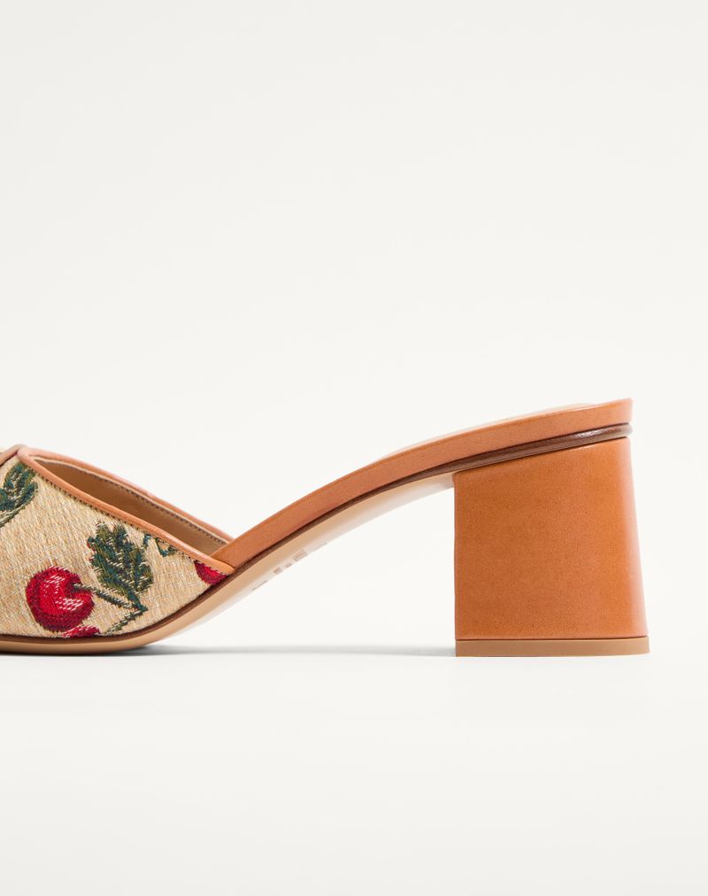 VLogo Signature Raffia Jacquard Slidesandaler med Kirsebærmotiv 60 mm