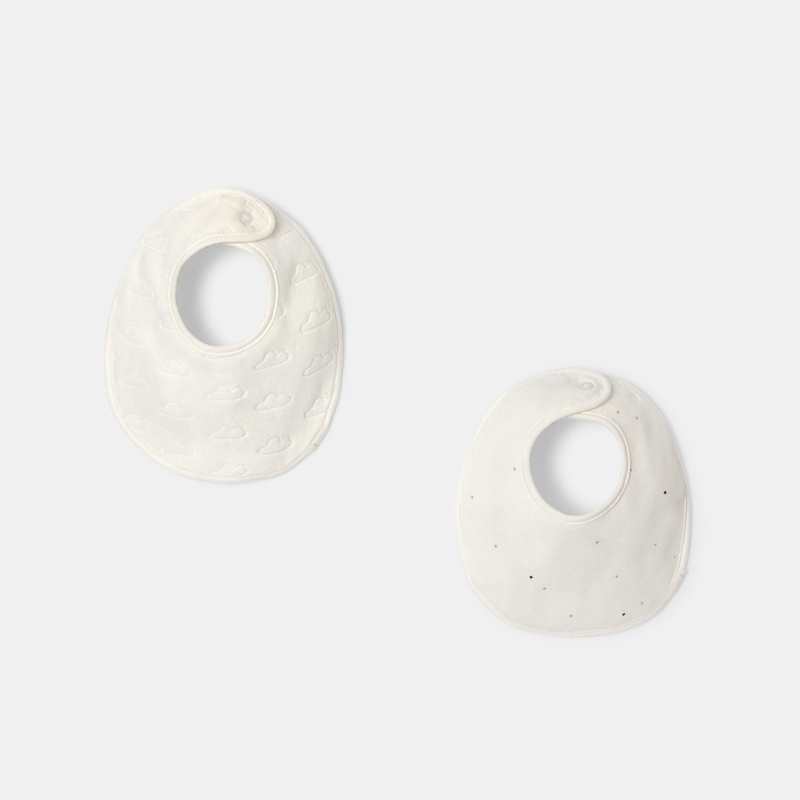 Lot de 2 bavoirs en velours dévoré blanc naissance Absorba