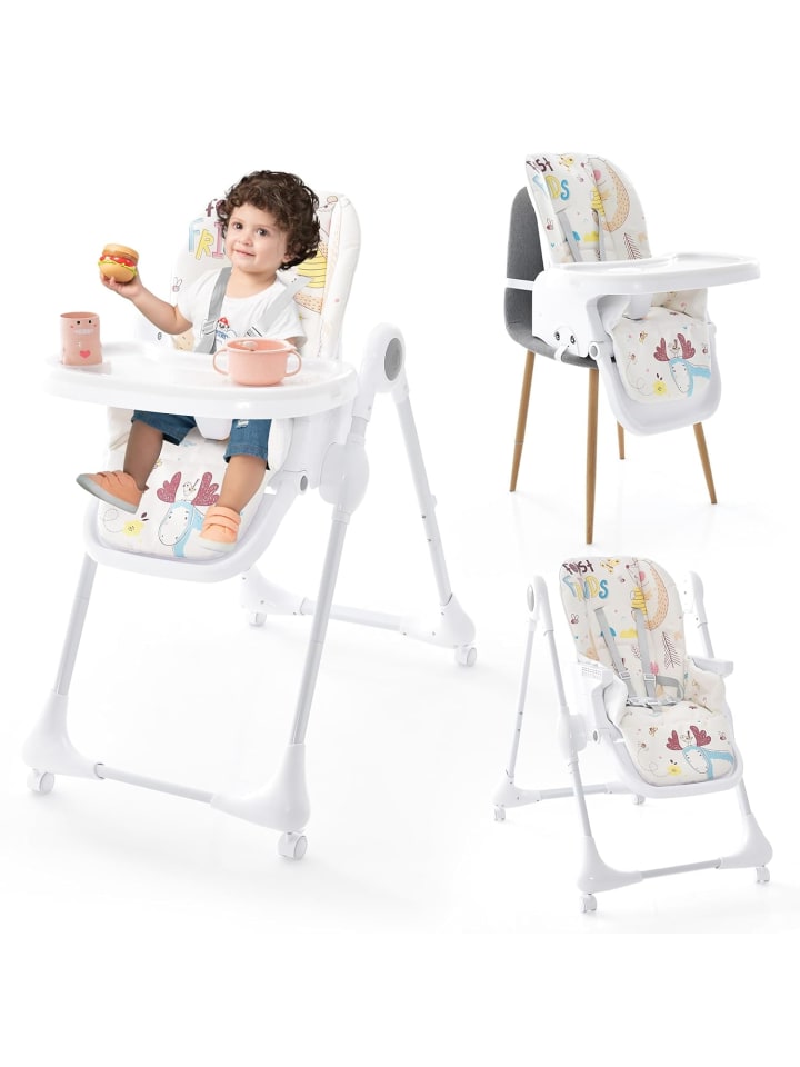COSTWAY 3 in 1 Hochstuhl umwandelbar in Beige günstig kaufen 60 cm