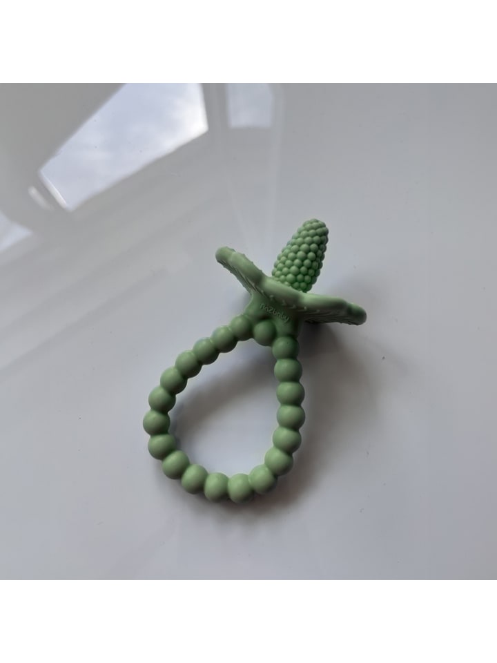 RaZbaby Baby Beißring Himbeere aus Silikon - Zahnungshilfe ab 3 Monaten in Grün günstig kaufen onesize