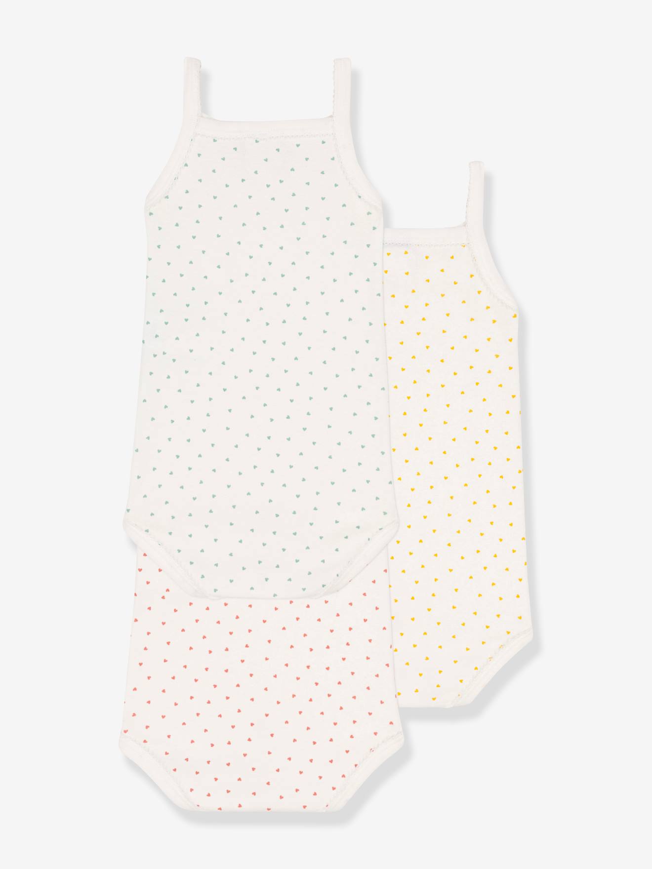 3 bodies à bretelles en coton bio PETIT BATEAU blanc
