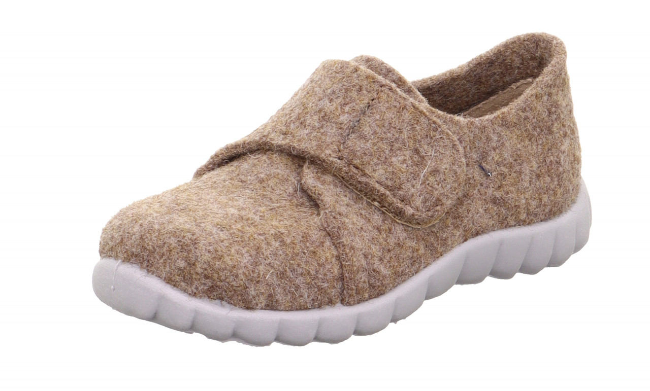 HAPPY - Beige Hausschuh mit Klettverschluss