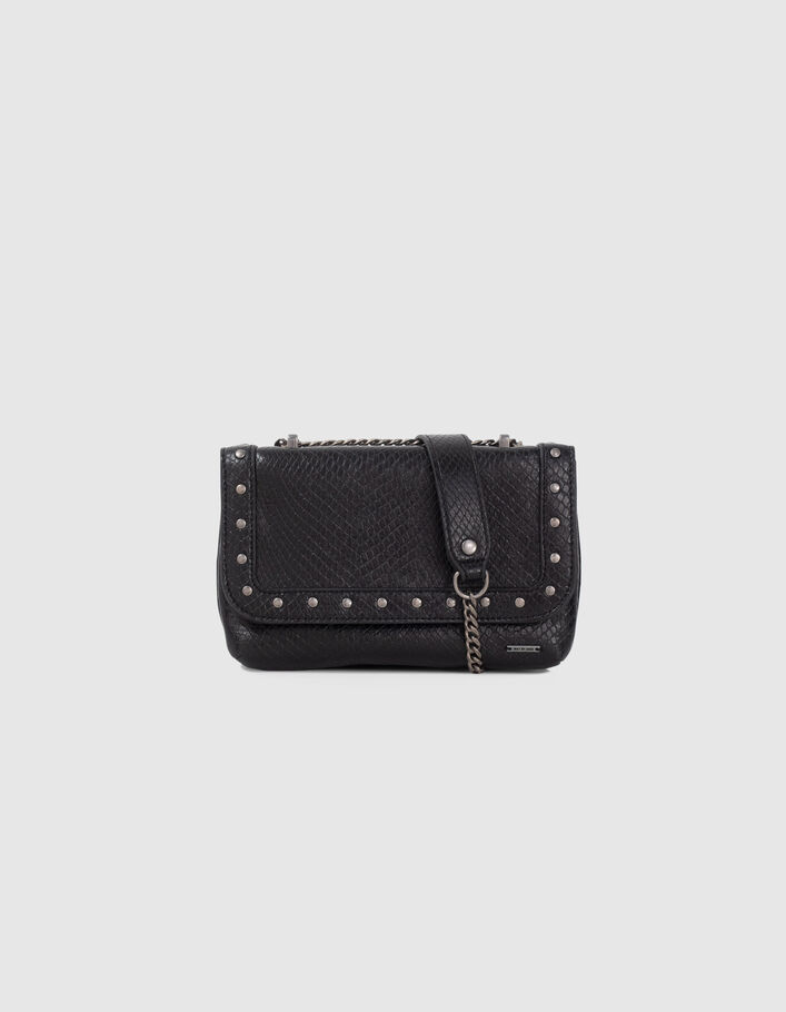 Sac à main noir embossé effet python fille