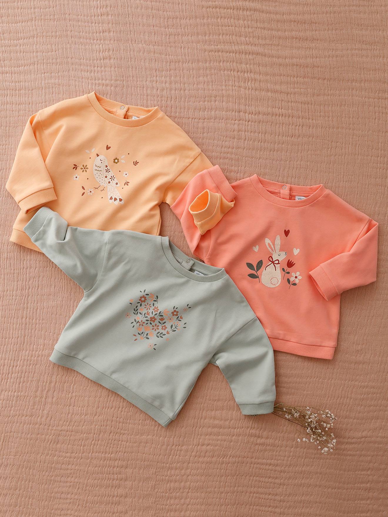 Sweat basics en molleton bébé abricot poudré