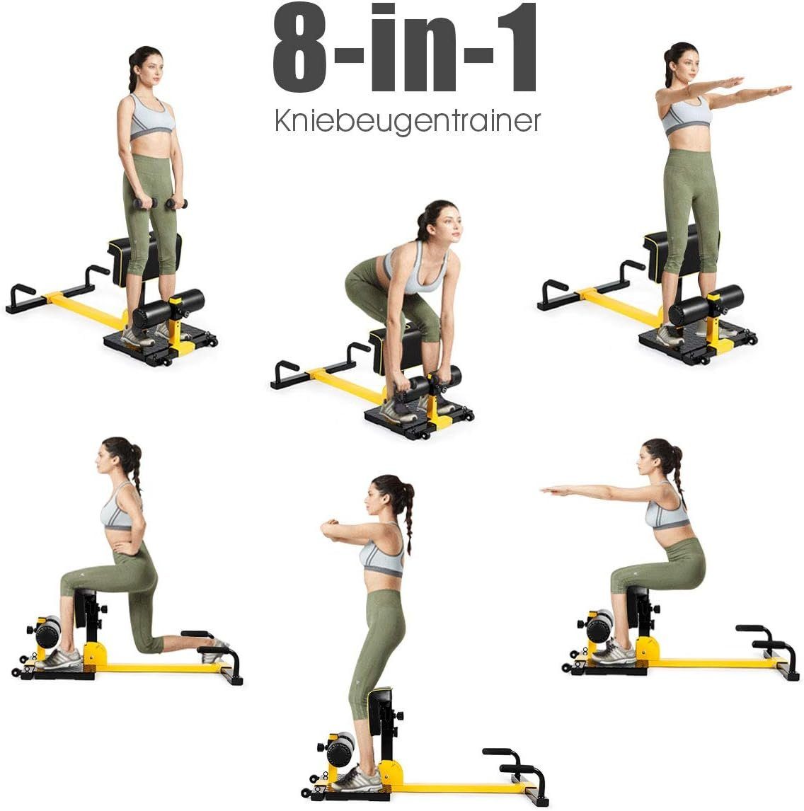 KOMFOTTEU Multitrainer Kniebeugentrainer, mit 2 Rädern und Multipositionsablage