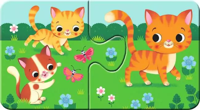 Kinderpuzzle ab 2 Jahren - Tiere und ihre Kinder - 2 Teile