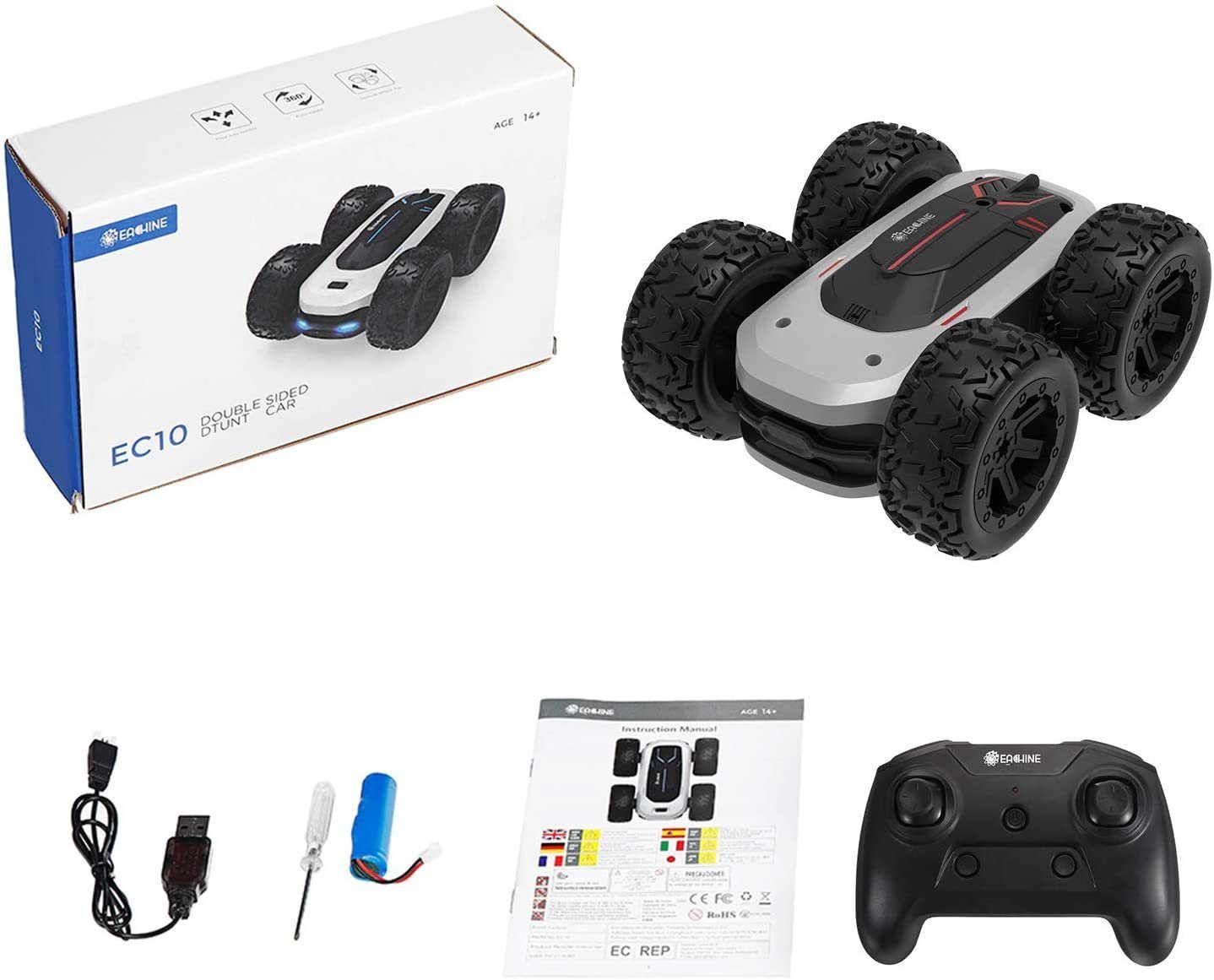 Eachine RC-Auto EC07/EC10 (Mini RC Auto Stunt Auto RC-Spielzeug), Einzigartige Gummimischung welche Gripp in jedem Gelände ermöglicht