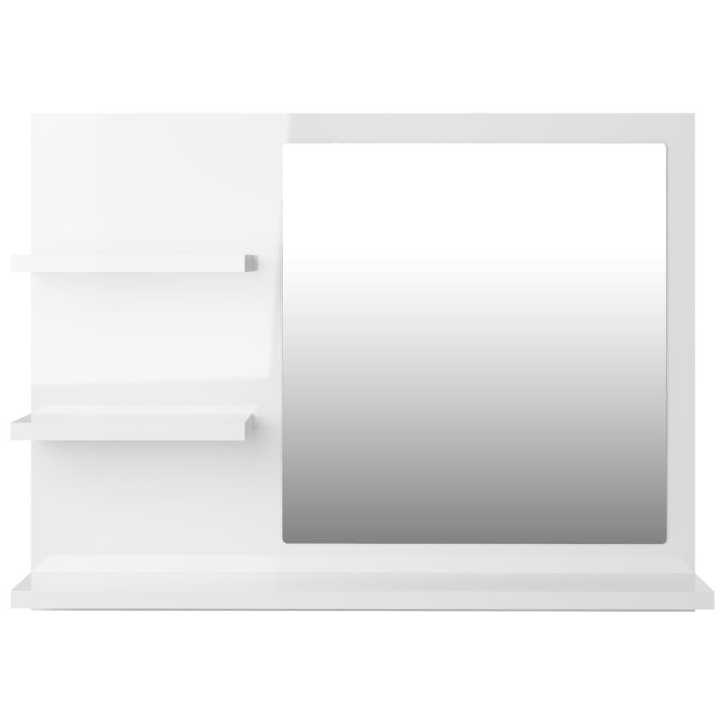 vidaXL Badezimmerspiegelschrank Badspiegel Hochglanz-Weiß 60x10,5x45 cm Holzwerkstoff (1-St)