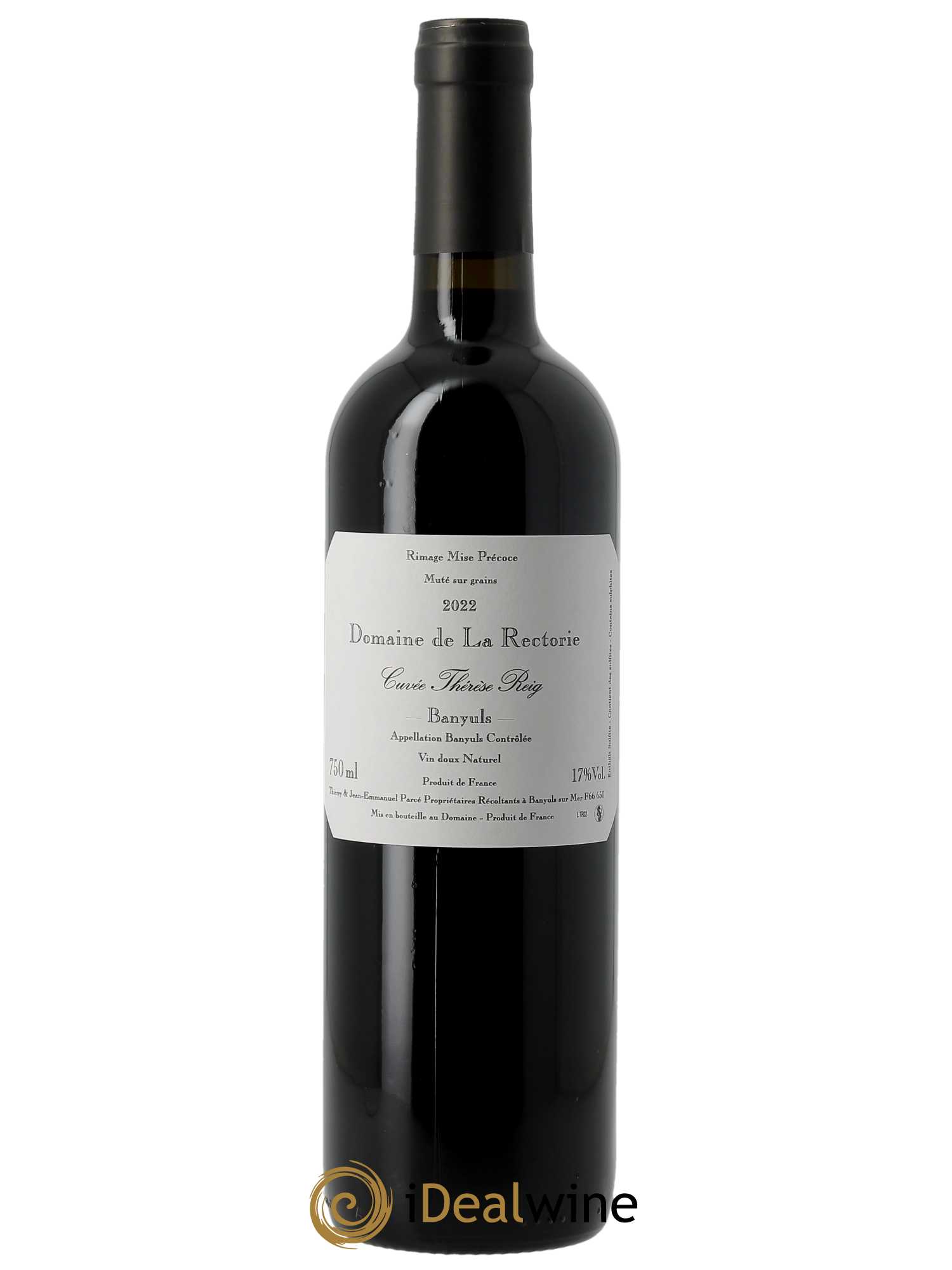 Banyuls La Rectorie (Domaine de) Thérèse Reig Thierry et Jean Emmanuel Parcé  2022 - Lot de 1 Bouteille