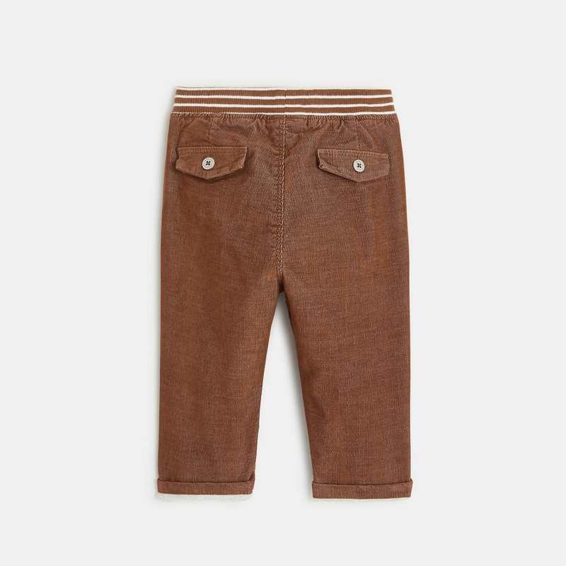 Pantalon velours milleraie taille élastiquée marron bébé garçon