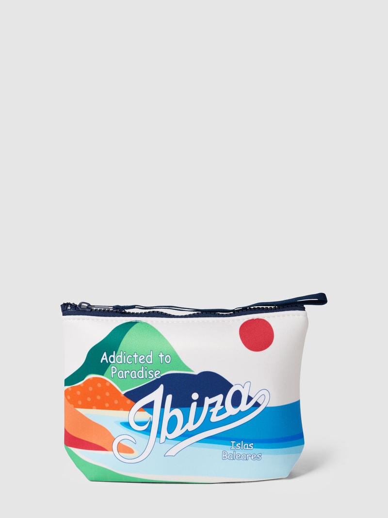 Kulturtasche mit Allover-Muster Modell 'ALINE SPONGE' in offwhite
