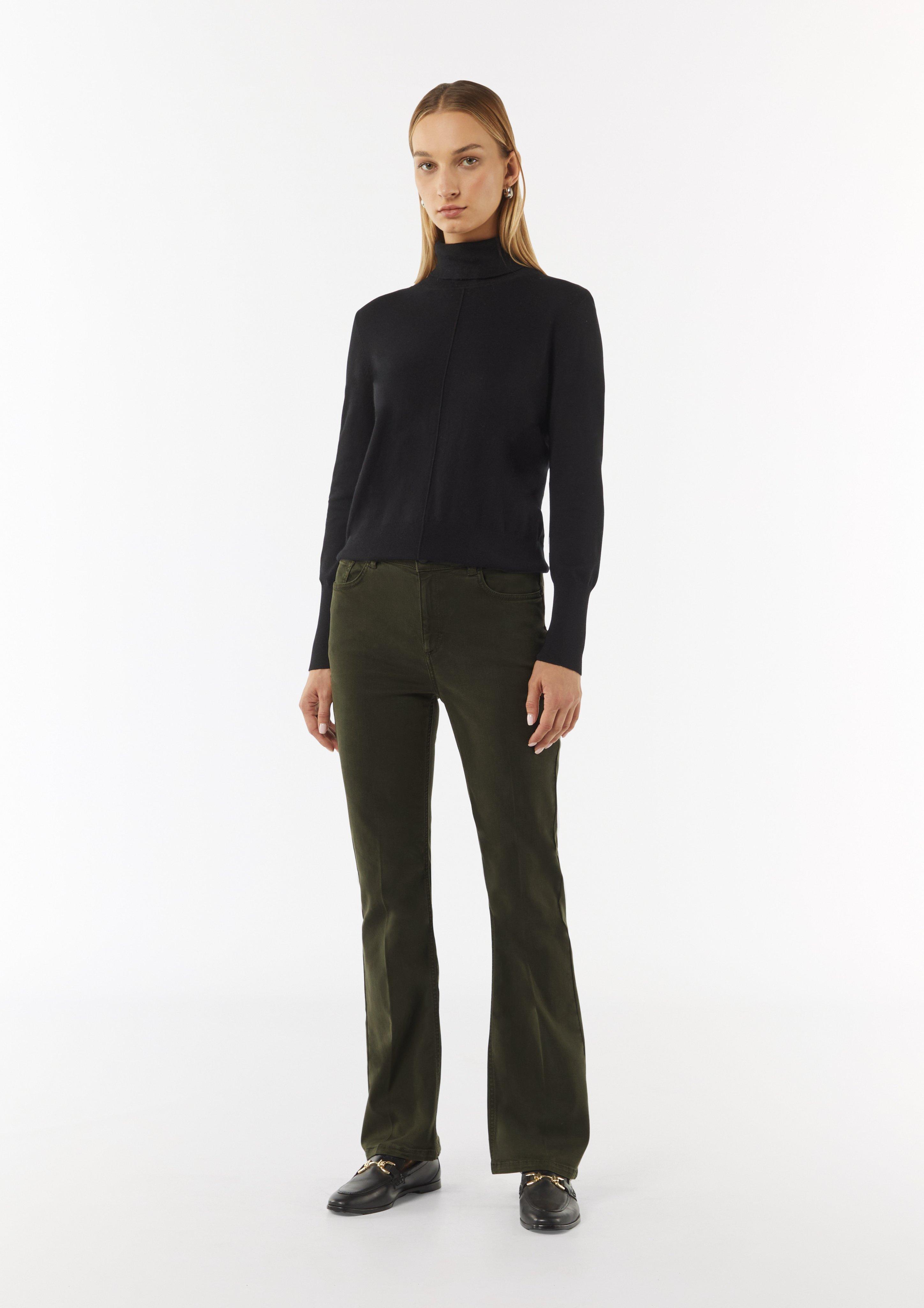 Hose mit Flared Leg - olivgrün