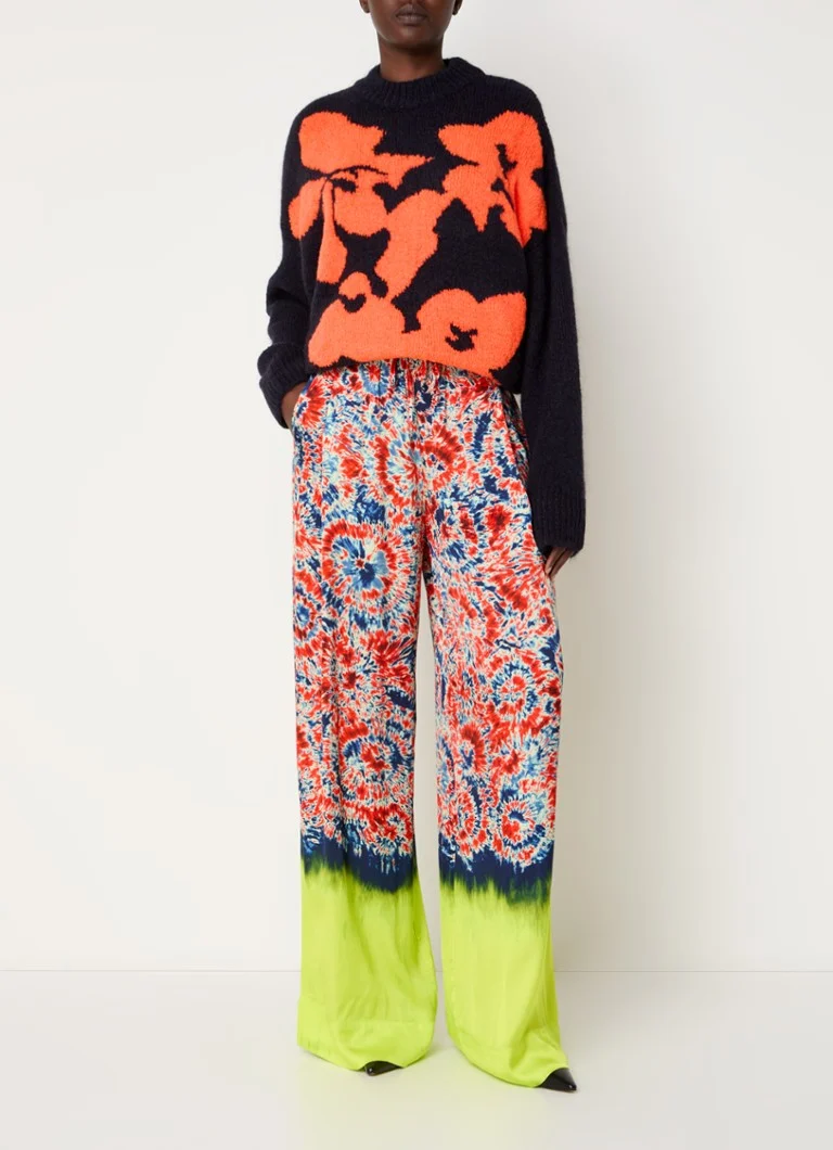 Pantaloni a gamba larga a vita alta Googoo Essential Antwerp con motivo tie-dye