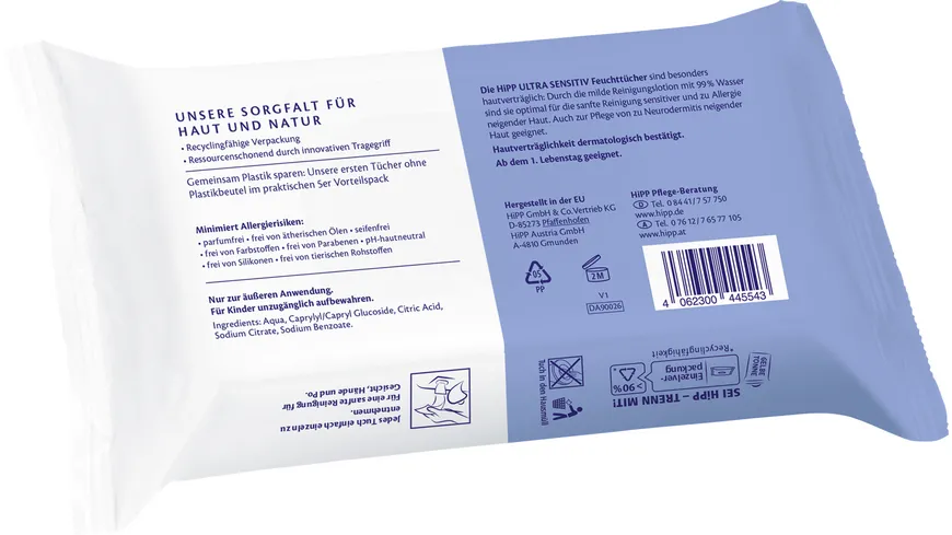 HIPP Babysanft Ultra Sensitiv Feuchttücher 5er Vorteilspack