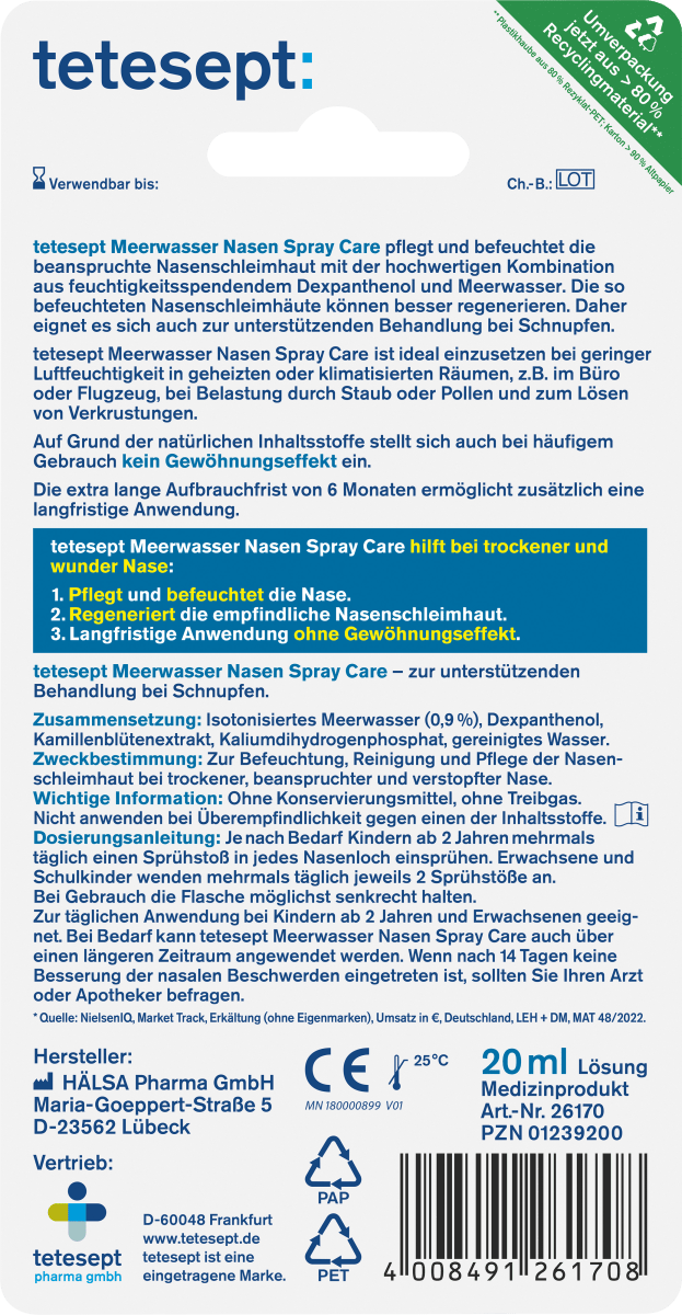 Meerwasser Nasen Spray Care, 20 ml