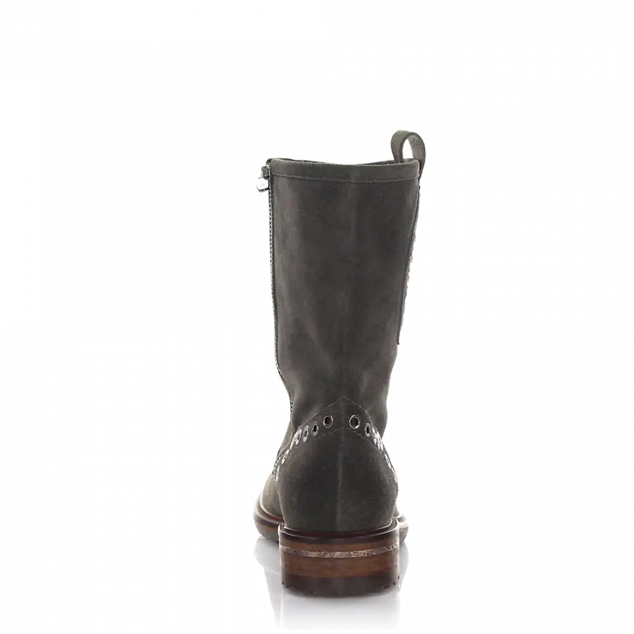 Rossano Bisconti - Stiefeletten Veloursleder Metallverzierung grau - grau