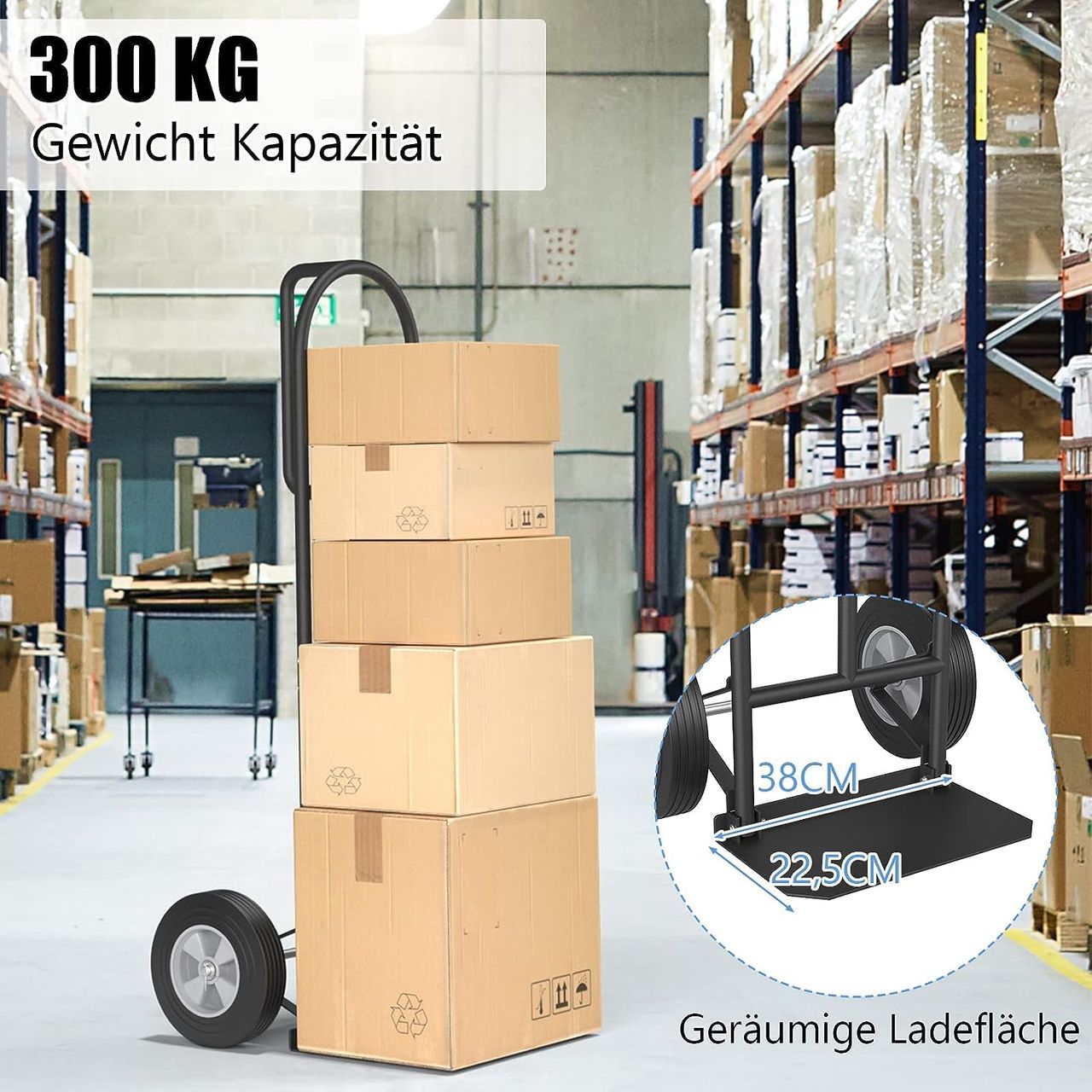 Costway Sackkarre mit P-Griff, belastbar bis 300 kg