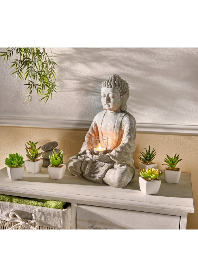 Deko-Figur Buddha mit Teelichthalter