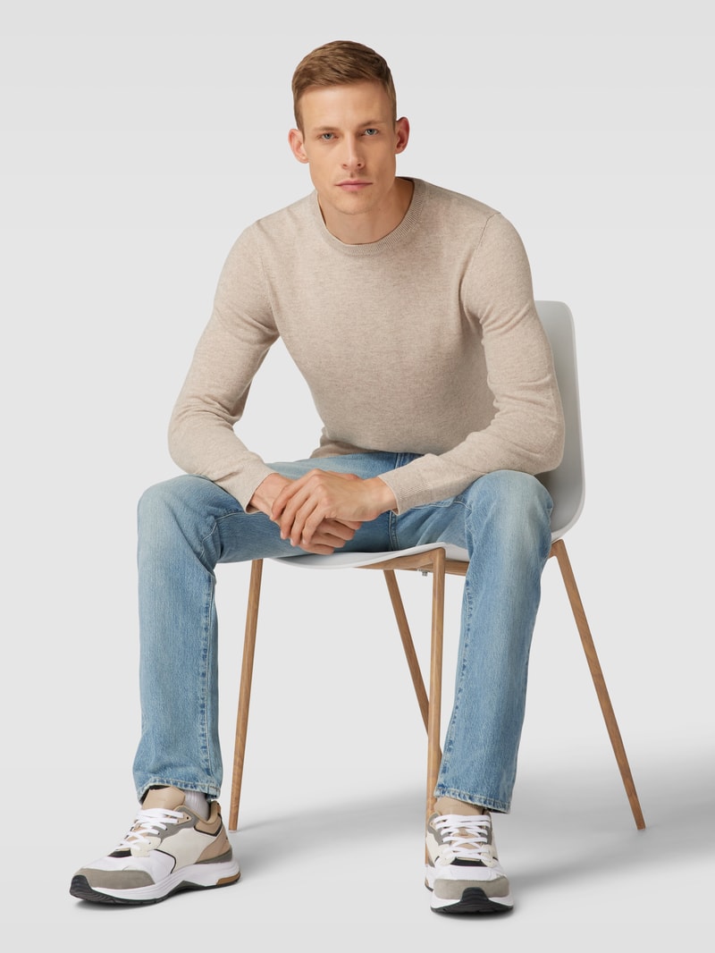 Strickpullover in melierter Optik in stein meliert