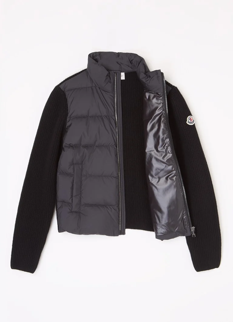 Vestă Moncler confecționată din lână virgină cu nervuri, matlasată în față și umplută cu puf de gâscă.