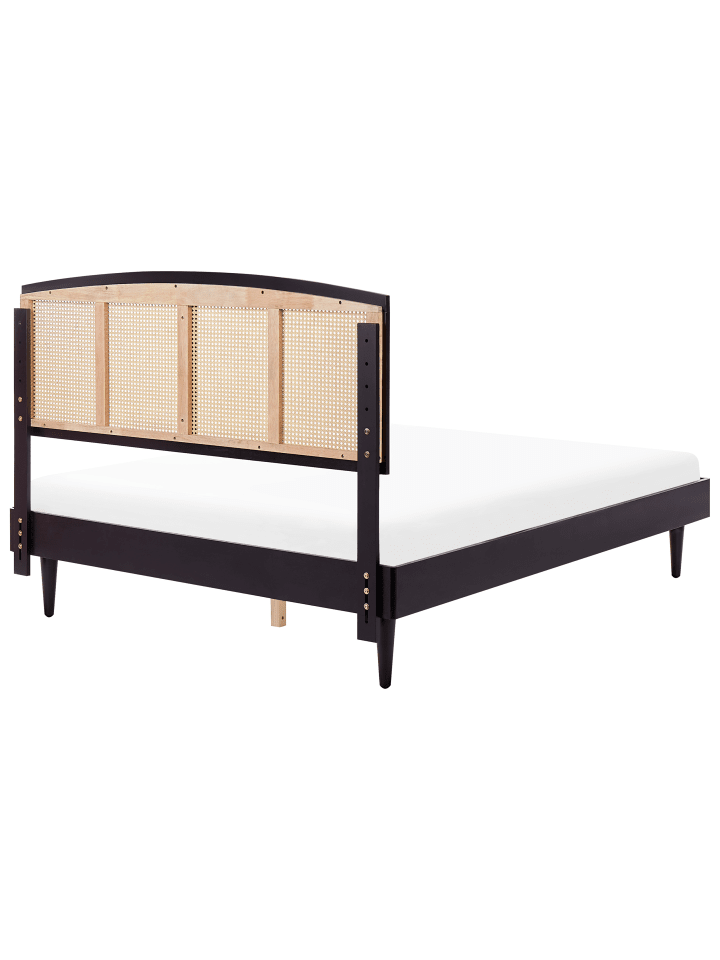 Beliani Doppelbett VARZY in Schwarz/Heller Holzfarbton - (W) 165 x (H) 149 x (L) 204 cm günstig kaufen onesize