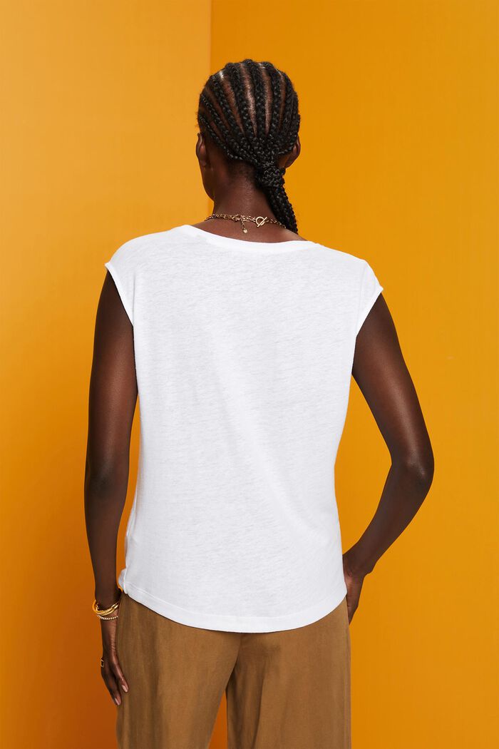 T-Shirt mit Frontprint, Leinenmix