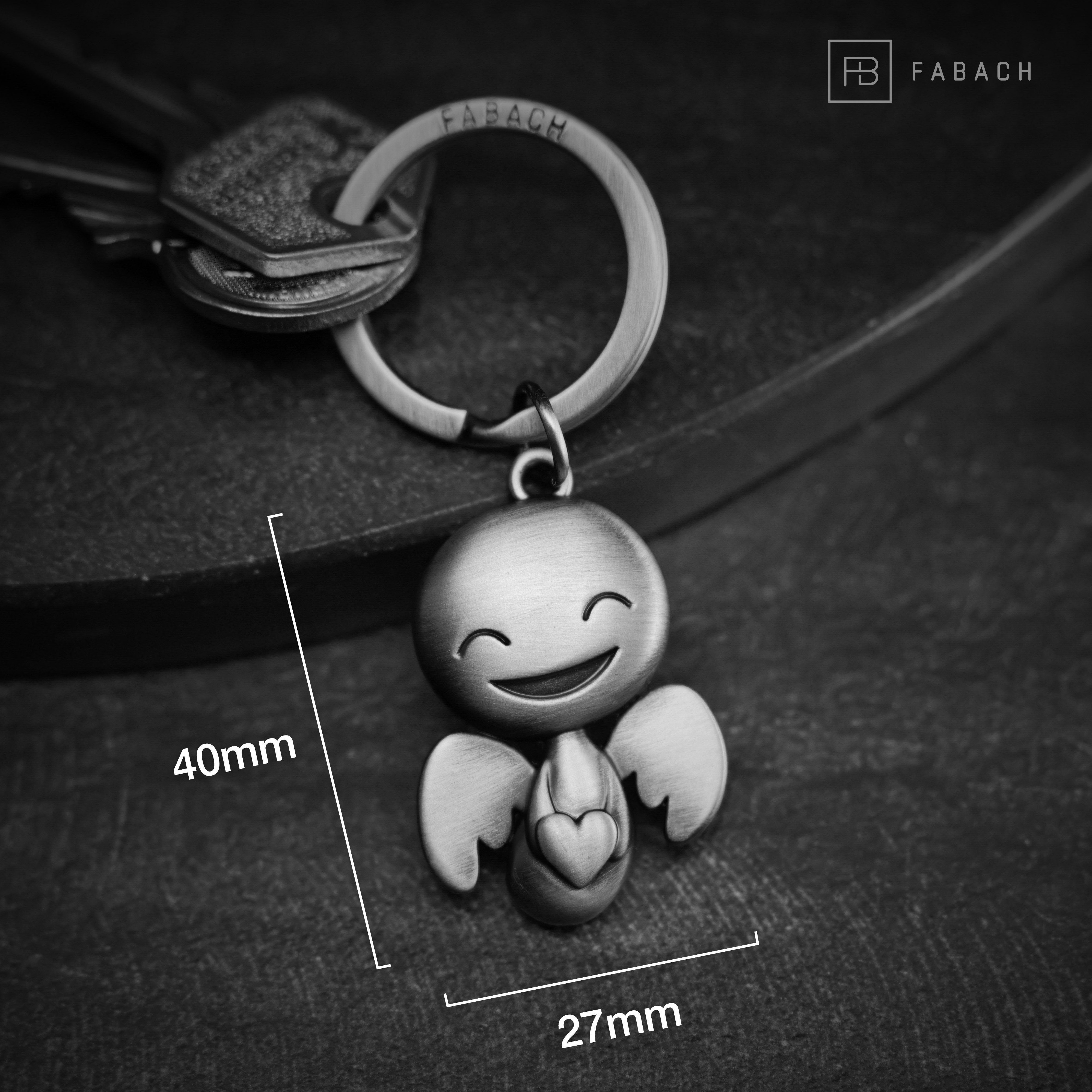 FABACH Schlüsselanhänger Schutzengel Happy mit Herz - Glücksbringer Geschenk für Partner