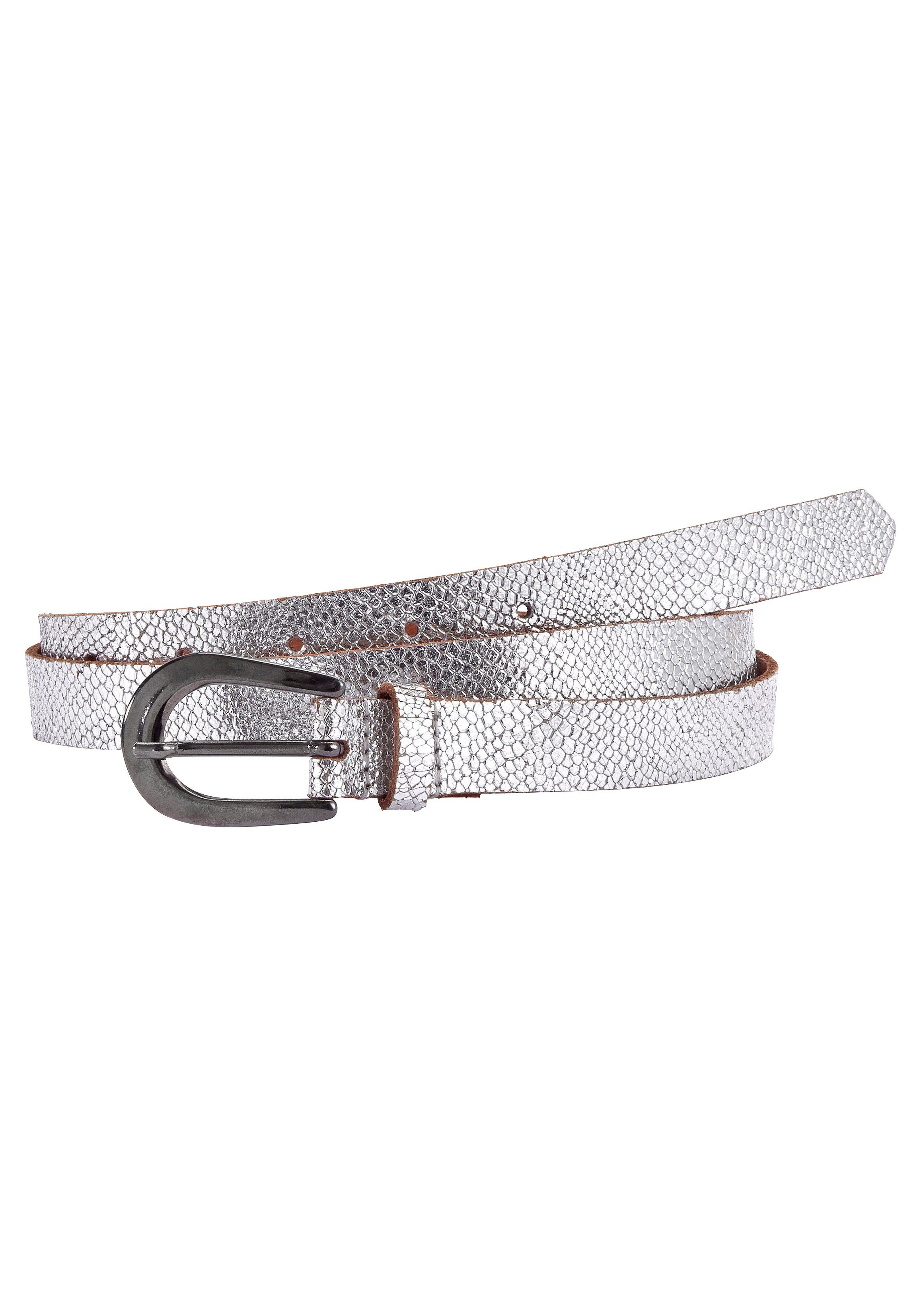 LASCANA Ledergürtel in Metallic-Snake-Optik, Hüftgürtel für Hosen, Jeans & Kleider