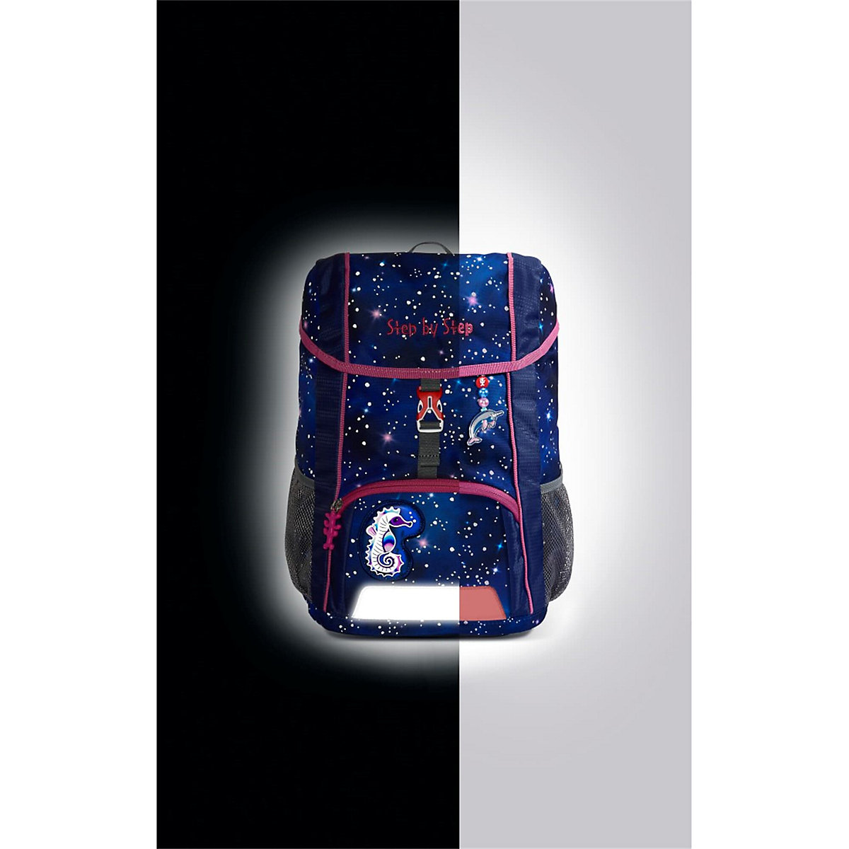 Kinderrucksack KID REFLECT Star Seahorse Zoe, inkl. Sitzkissen & MAGIC MAGS