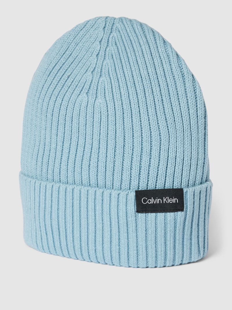 Beanie mit Label-Detail Modell 'CLASSIC' in hellblau