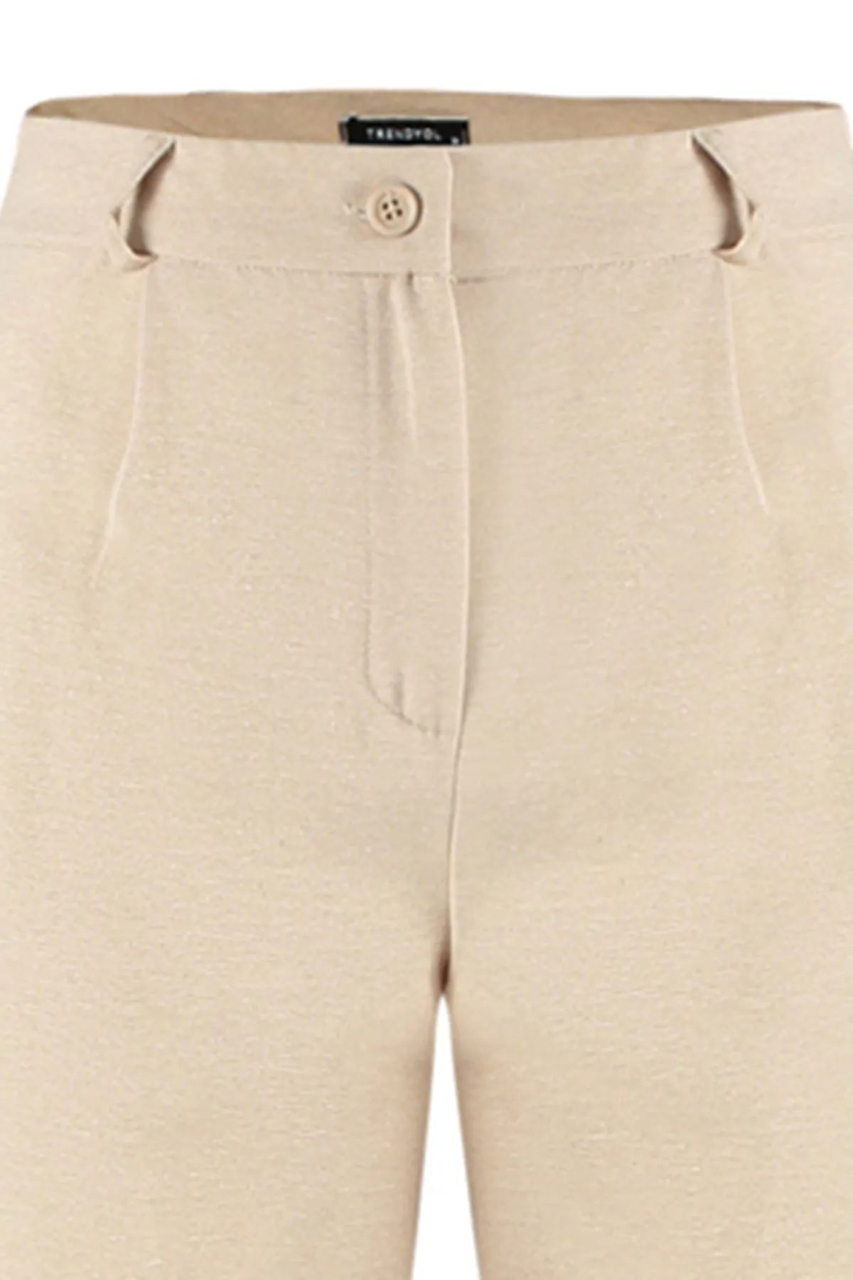 Trendyol Collection  Steinige, gewebte Hose in Leinenoptik mit hoher Taille TWOSS23PL00210