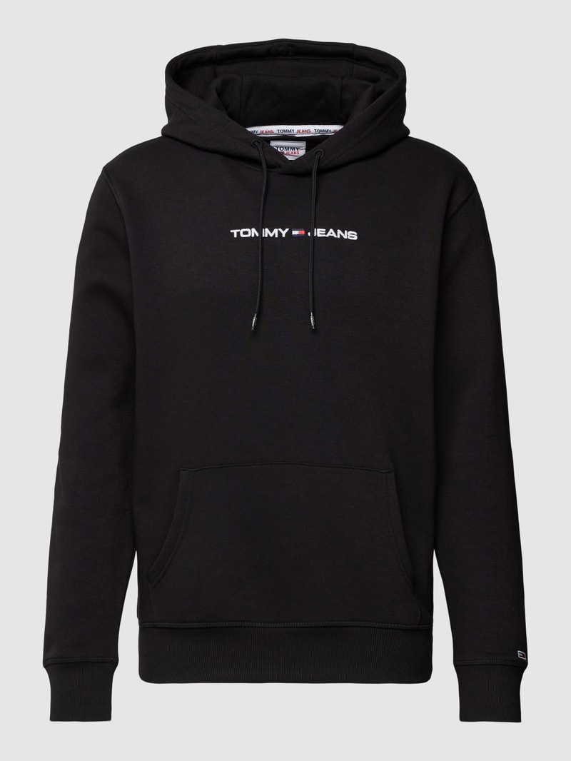 Hoodie mit Label-Stitching in schwarz