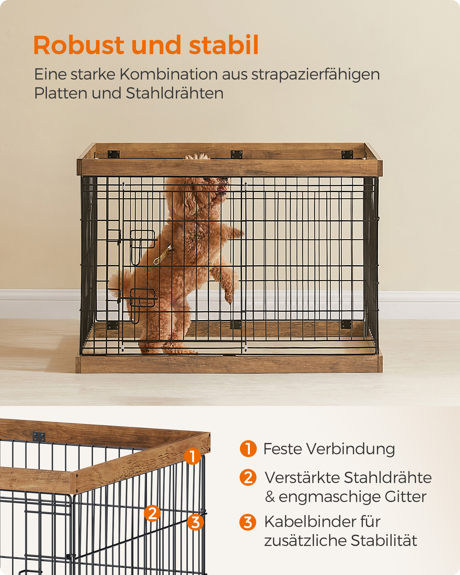 FEANDREA Erziehungshilfen FEANDREA L-XXL Welpenauslauf Stahl-Gitter 92,5 cm, 57,5 cm, 64 cm