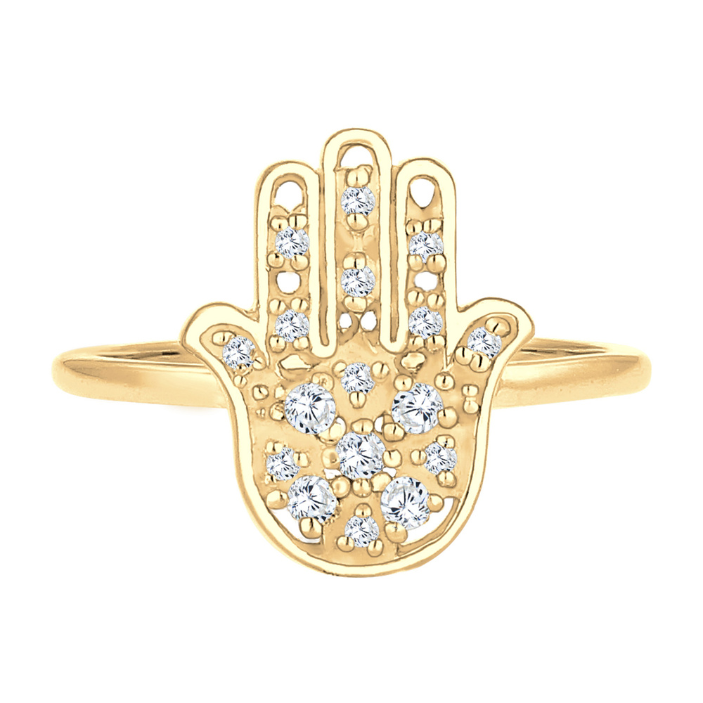 Elli Elli Bague La Main Hamsa Karma Cristaux Zircone Bague Femme - (925/1000) Argent Bague