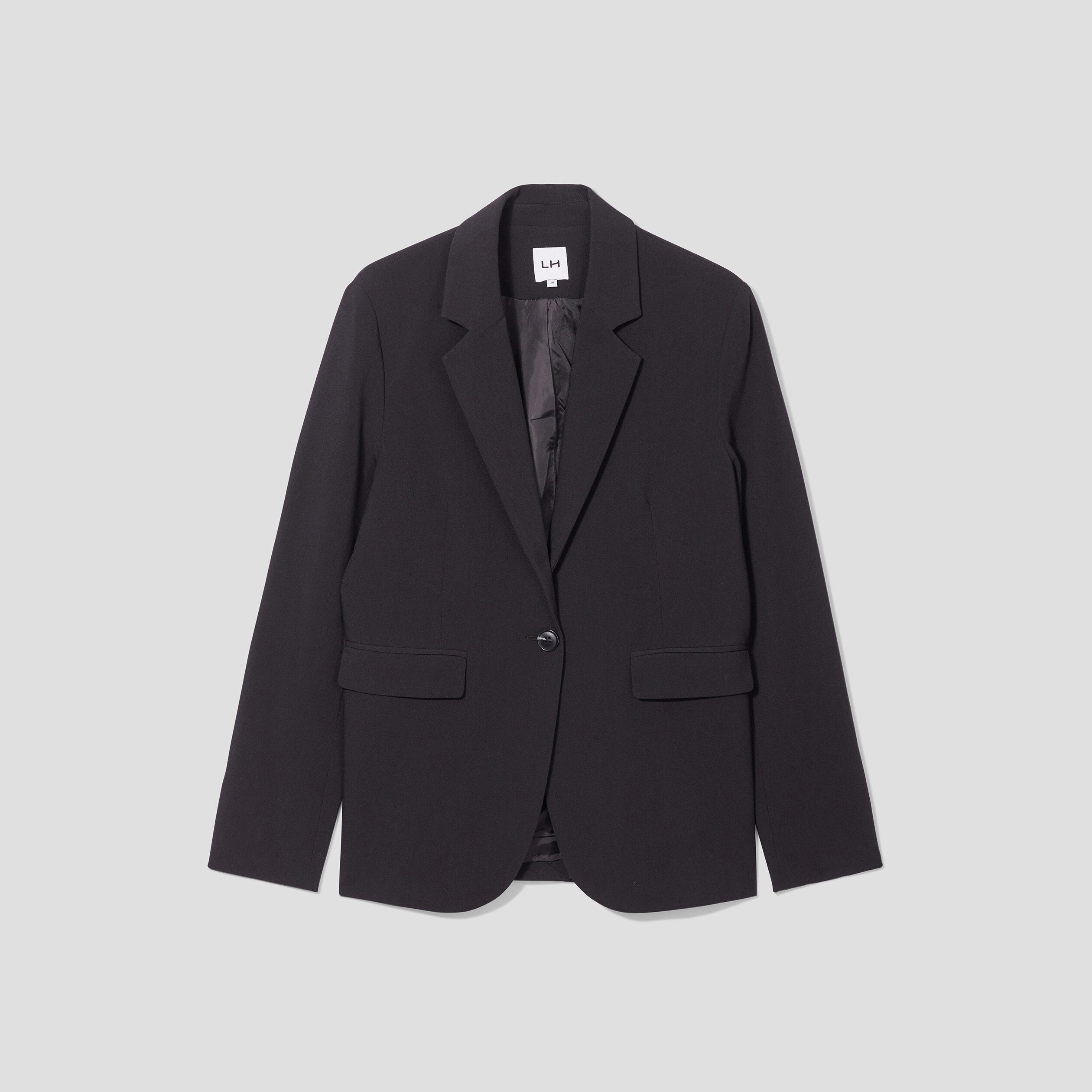 Veste droite boutonnée manches longues noir femme | La Halle
