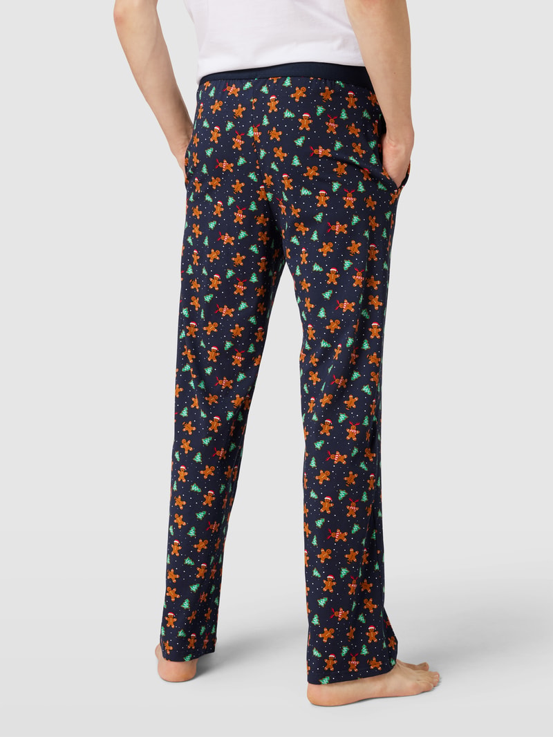 Pyjama-Hose mit Allover-Muster in mittelbraun