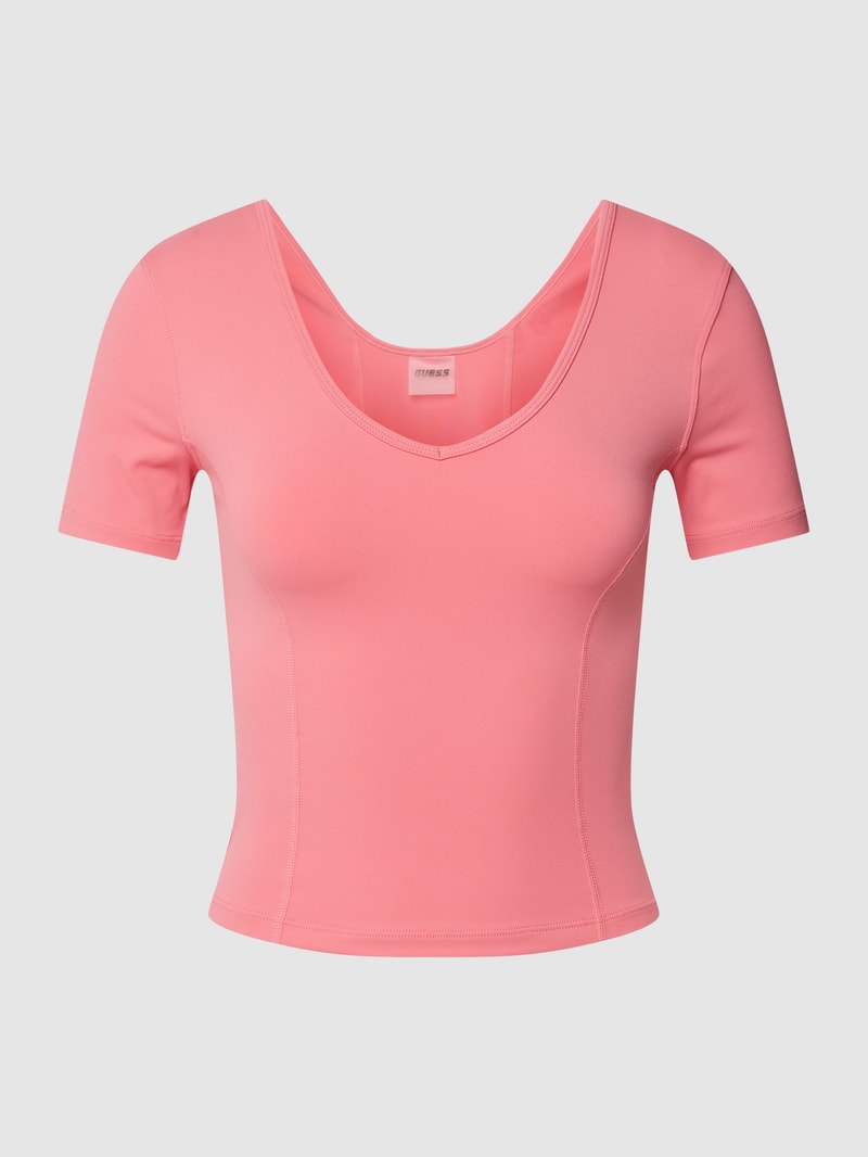 Cropped T-Shirt mit Steppnähten Modell 'BIRGIT ACTIVE CROP TOP' in apricot