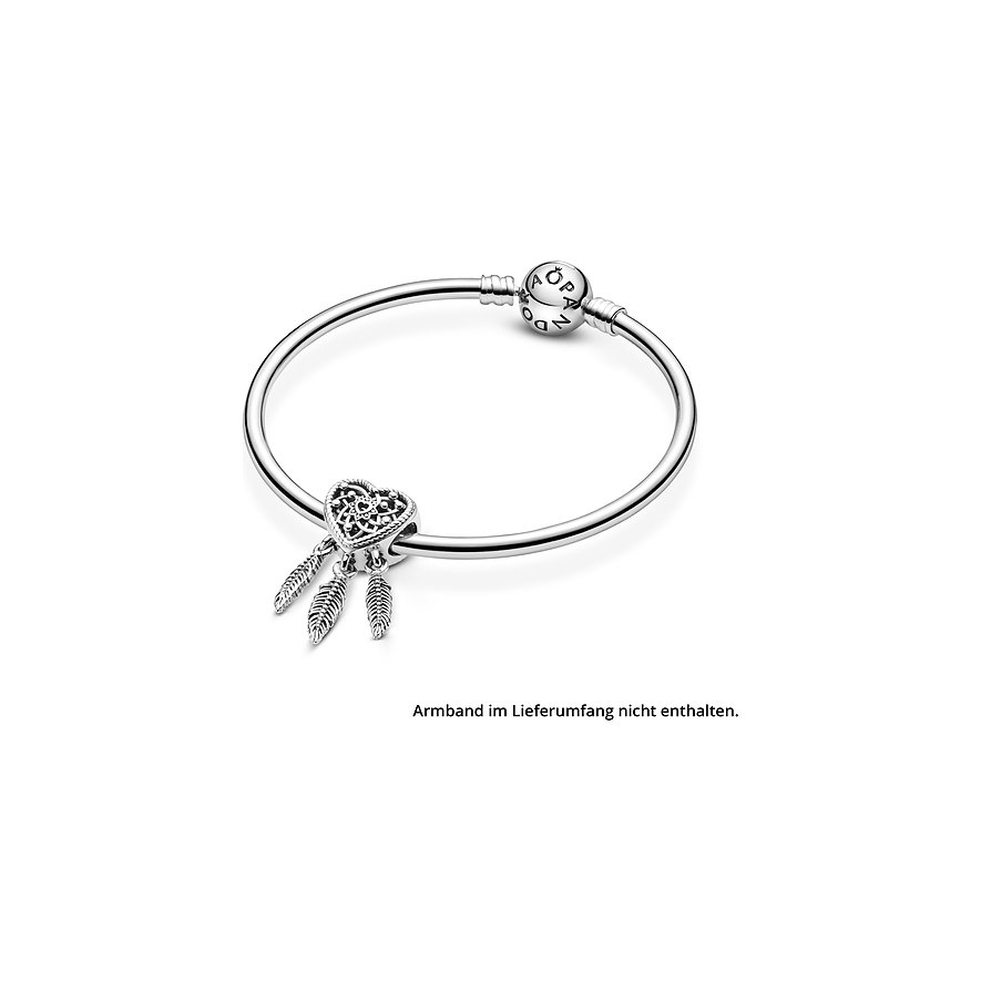 Pandora Charm Moments Offen gearbeitetes Herz & drei Federn Traumfänger