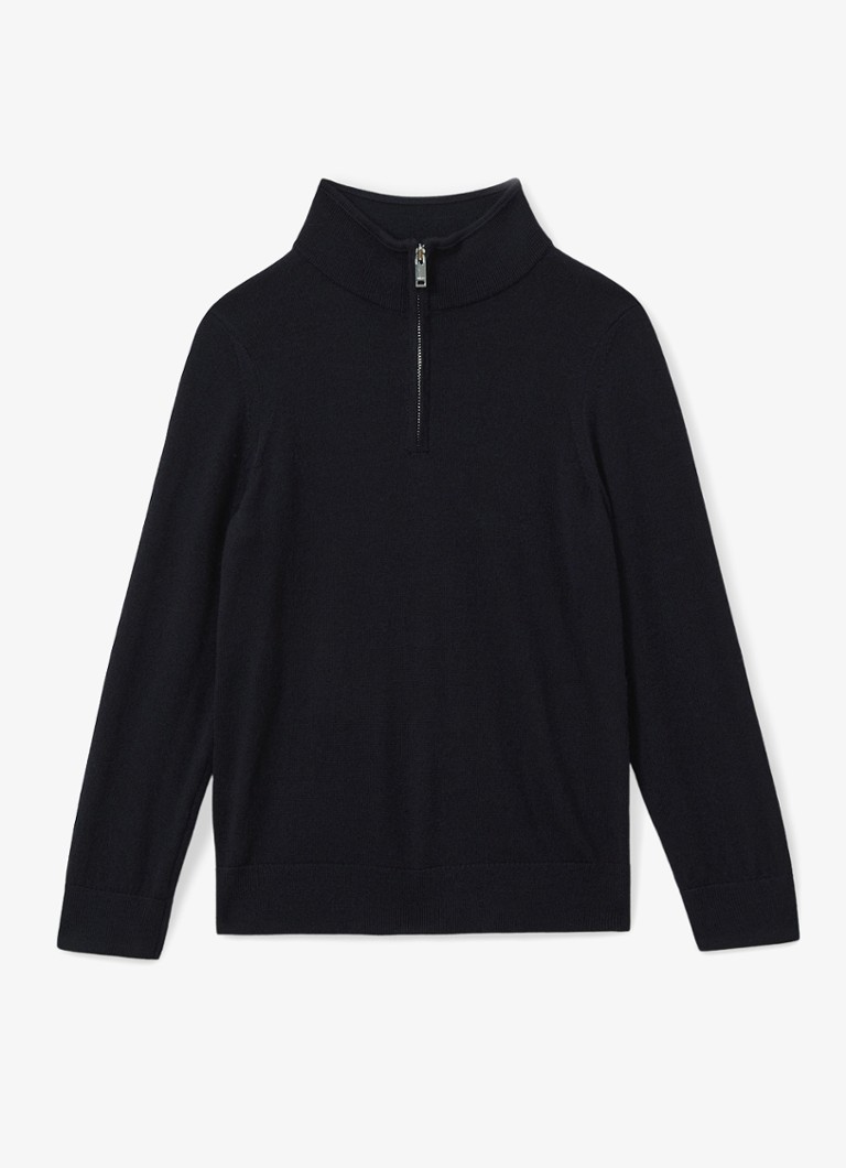 Pulover cu fermoar pe jumătate din lână premium Reiss Blackhall