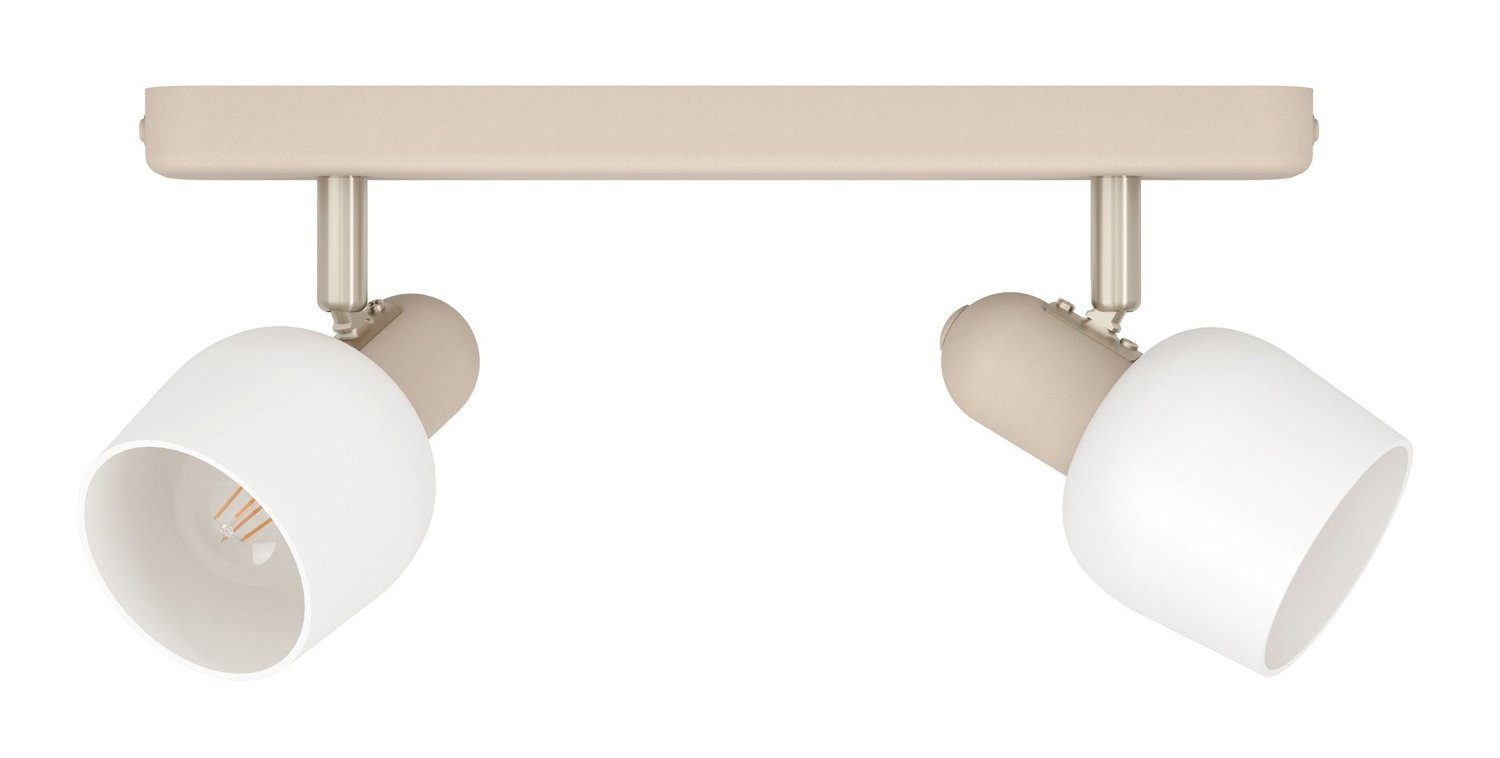 EGLO Deckenstrahler CORATO, Weiß, Beige, 2-flammig, Breite 30 cm, ohne Leuchtmittel, Metall, Glas, Deckenlampe