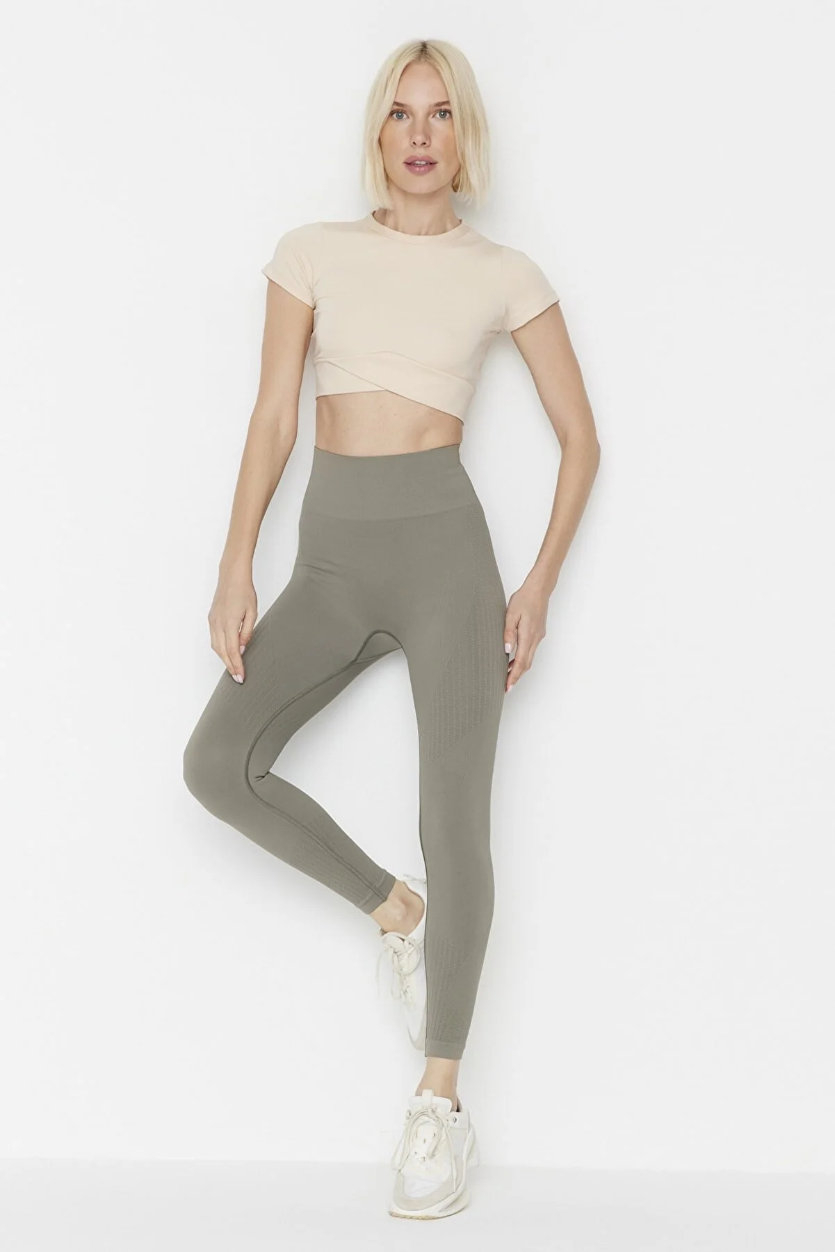 Jerf  Lily - Khakifarbene Erholungs-Leggings mit hoher Taille