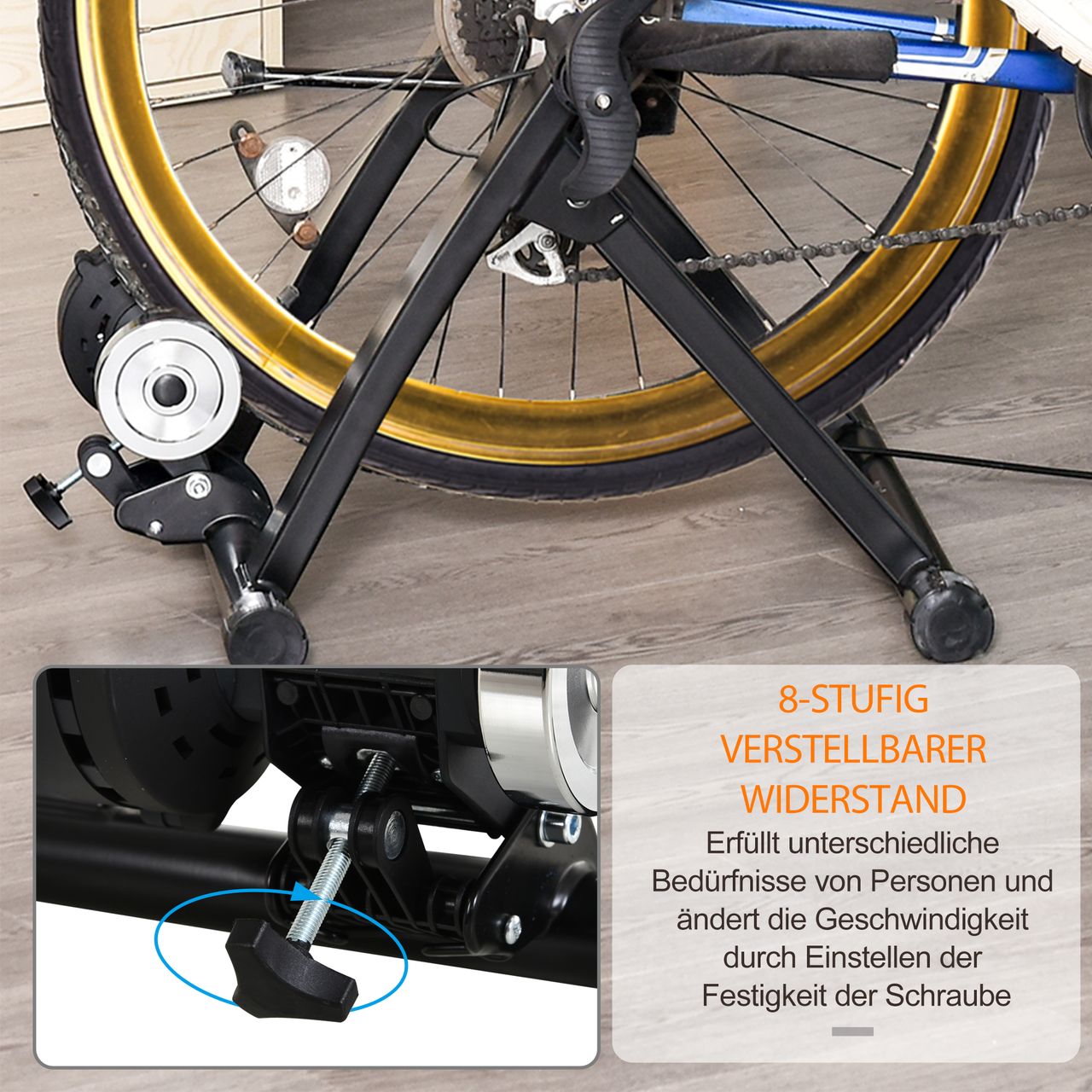 HOMCOM Rollentrainer Fahrradtrainer Indoor Fahrrad Heimtrainer klappbar 26